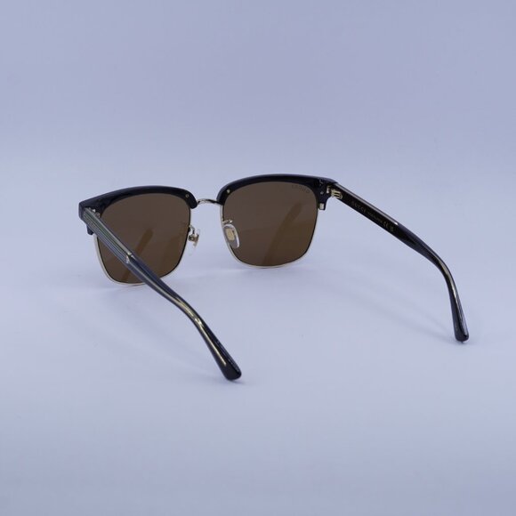 Gucci GG0382S 002 Sunglasses Black/Gold Square Frame, Brown Lenses - Picture 10 of 11